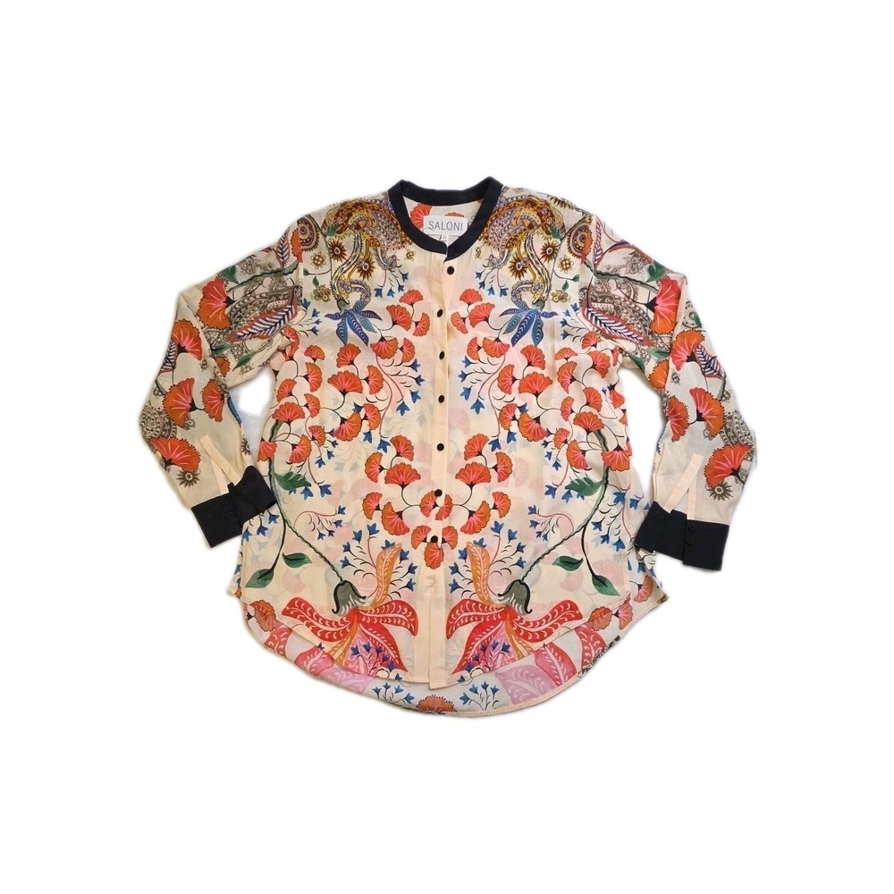 Saloni Bobbi Blouse Silk Floral Paisley Ivory sz‎ US 4 UK 8 - Picture 4 of 10